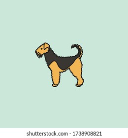 Standing Minimalist Vector Drawing of Airedale Terrier Illustration for Dog Business Related