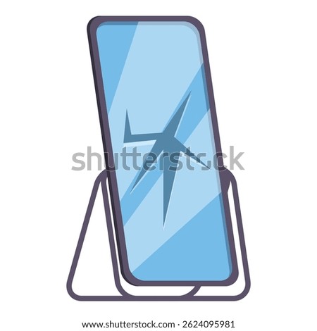 Standing mirror with a large crack running through the glass, symbolizing a distorted self perception