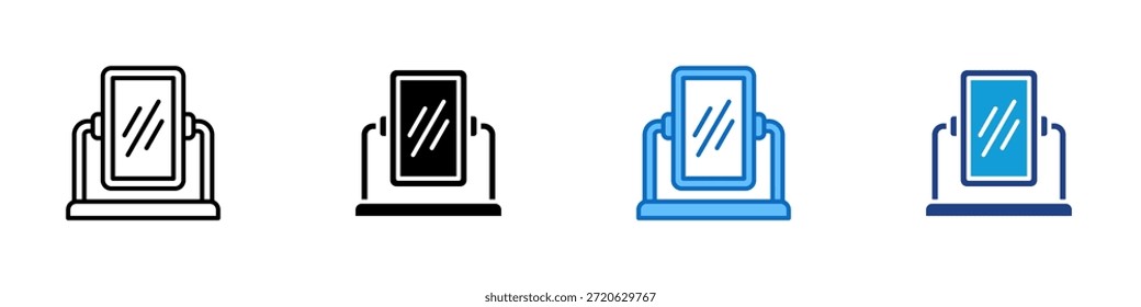 Standing Mirror Multiple Style Icon Design Vector - tall vertical mirror used for dressing and daily grooming