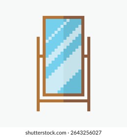 Ilustración vectorial de ícono de arte de píxeles de espejo de pie.