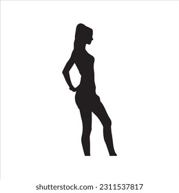 A standing model silhouette vector art.