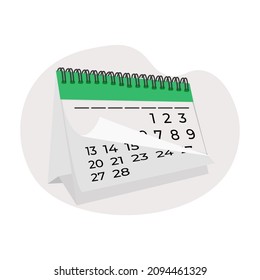 Standing month lined spring desk calendar template icon. Flat style vector illustration isolated on white background.