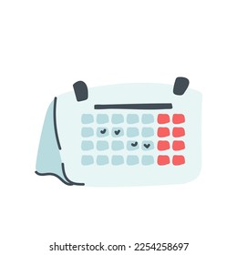 Standing month lined spring desk calendar template icon. Flat style vector illustration isolated on white background.