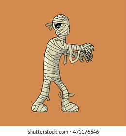 Standing Mummy Halloween Monster Cartoon 