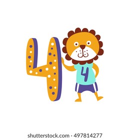 Standing Next To Number Four Stylized Funky Animal