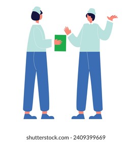 Diskussionszeichen der ständigen Krankenschwester in flachen Illustrationen