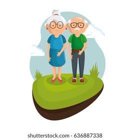 Standing old couple design
