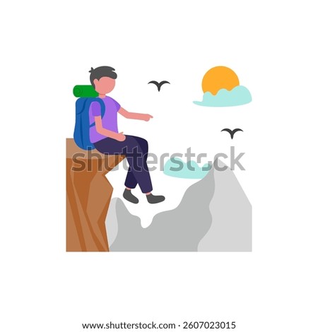 Standing on the Highest Peak Vector Illustration