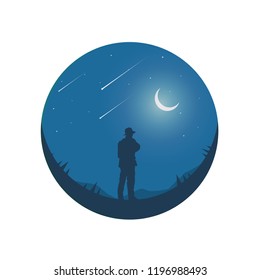 standing on the top of mountain.Vector illustration