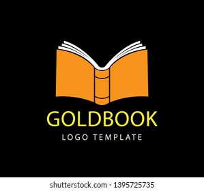 standing and opened book of knowledge vector logo design illustration template on black background