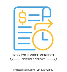 Standing order two color line icon. Regular payment. Bank account. Standing instruction. Banking bicolor outline symbol. Duotone linear pictogram. Isolated illustration. Editable stroke