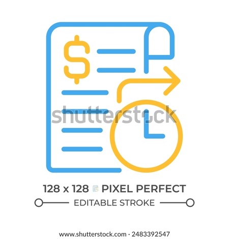 Standing order two color line icon. Regular payment. Bank account. Standing instruction. Banking bicolor outline symbol. Duotone linear pictogram. Isolated illustration. Editable stroke