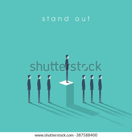 Standing out from the crowd business concept with businessmen in line. Talent or special skills symbol. Eps10 vector illustration.