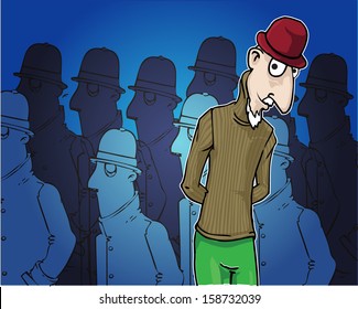 Standing out in a crowd, Cartoon characters, vector illustration