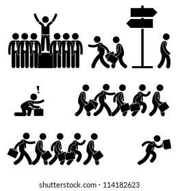 Standing Out of the Crowd Successful Business Competition Career People Stick Figure Pictogram Icon