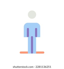 Icono de ui de color plano y peatonal. Persona esperando cruzar la carretera. Navegación GPS. Cruce de cebra. Elemento simple relleno para la aplicación móvil. Pictograma sólido colorido. Ilustración RGB aislada por vectores
