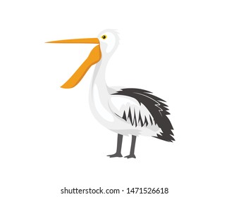 Standing Pelican with Opened Mouth Illustration