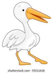 Ein Ständiger Pelikan mit teilweise ausgespeltem Flügel - Vektorgrafik
