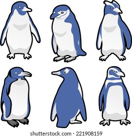 Standing Penguin Set Vector Illustration.