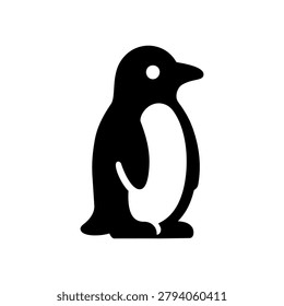 Standing Penguin Silhouette Icon Containing Antarctic Bird Animal, Polar Wildlife Theme, Cold Climate Nature Concept, and Arctic Atmosphere