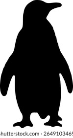 Standing Pinguim Silhueta Vetor Preto Ártico Pássaro Clipart