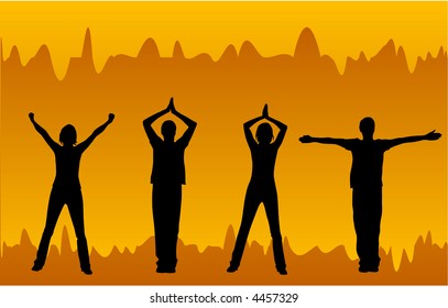 Standing people silhouettes