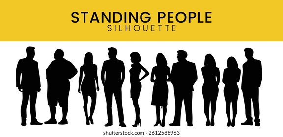 Standing People Silhouettes Vector illustration