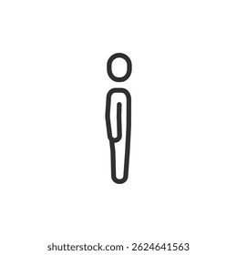 Standing person linear icon. waiting, pause, presence or default human state. Editable stroke.