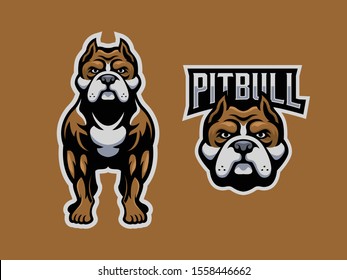 Standing Pitbull logo mascot template