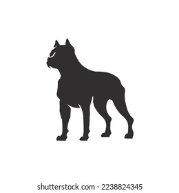 Standing pitbull silhouette. Dog breed American bully. svg