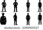 Standing Policeman Silhouette Vector On White Background EPS