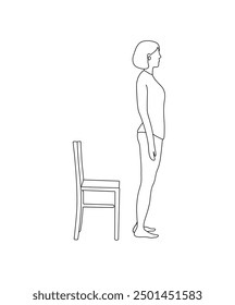 Standing pose line art illustration Standing pose Black and White Stock Photos