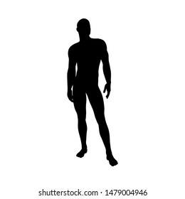 Standing Pose Man Silhouette. Very Smooth And Detailed. Vector Illustration.    