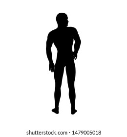 Standing Pose Man Silhouette. Very smooth and detailed. Vector illustration.    