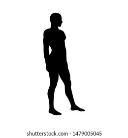 Stehendes Pose Man Silhouette. Sehr glatt und detailliert. Vektorgrafik.    