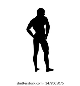 Standing Pose Man Silhouette. Very smooth and detailed. Vector illustration.    