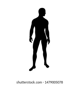 Standing Pose Man Silhouette. Very Smooth And Detailed. Vector Illustration.    