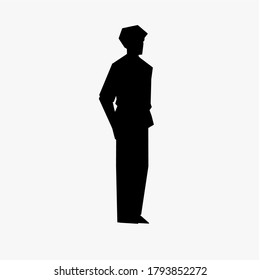 Standing position of wushu. Young man showing wushu stance silhouette illustration