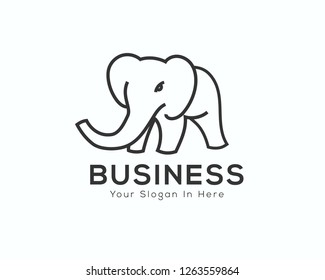 standing power elephant line art logo design inspiration
