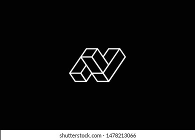 standing professional elegant trendy awesome artistic black and white color N NN NV VN initial based Alphabet icon logo.