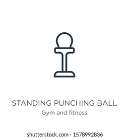 Standing punching ball icon. Thin linear standing punching ball outline icon isolated on white background from gym and fitness collection. Line vector sign, symbol for web and mobile