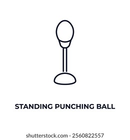 standing punching ball outline icon. Linear vector from gym concept. Thin line standing punching ball icon isolated on white background