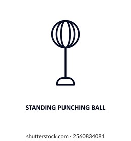 standing punching ball outline icon.  Thin line icon from gym and fitness collection. Editable vector isolated on white background