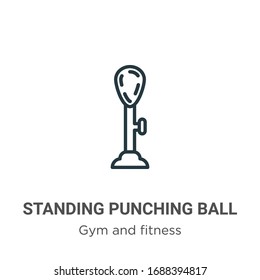 Standing punching ball outline vector icon. Thin line black standing punching ball icon, flat vector simple element illustration from editable gym and fitness concept isolated stroke on white 