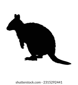 Standing Quokka Silhouette. Good To Use For Element Print Book, Animal Book and Animal Content