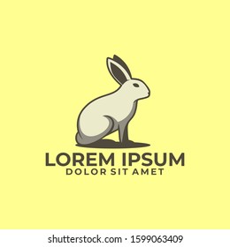 Standing rabbit logo template with modern emblem illustration in flat design pictogram symbol