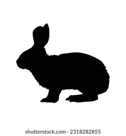 Standing Rabbit On Side View Silhouette. Good To Use For Element Print Book, Animal Book and Animal Content