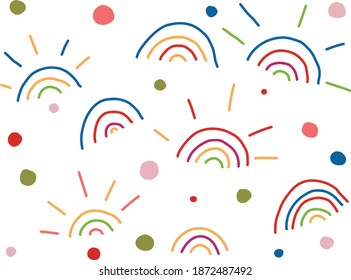 A standing rainbow ornament in bright colors on a white background