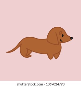 Standing Red Coat Dachshund Cartoon Vector Illustration