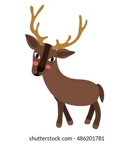 Standing Reindeer animal cartoon character isolated on white background.